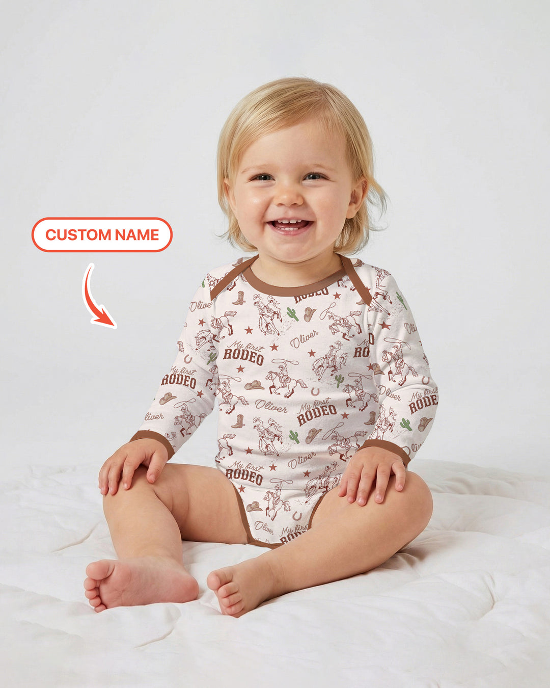 Custom Name First Rodeo Family Matching Bamboo Bodysuit