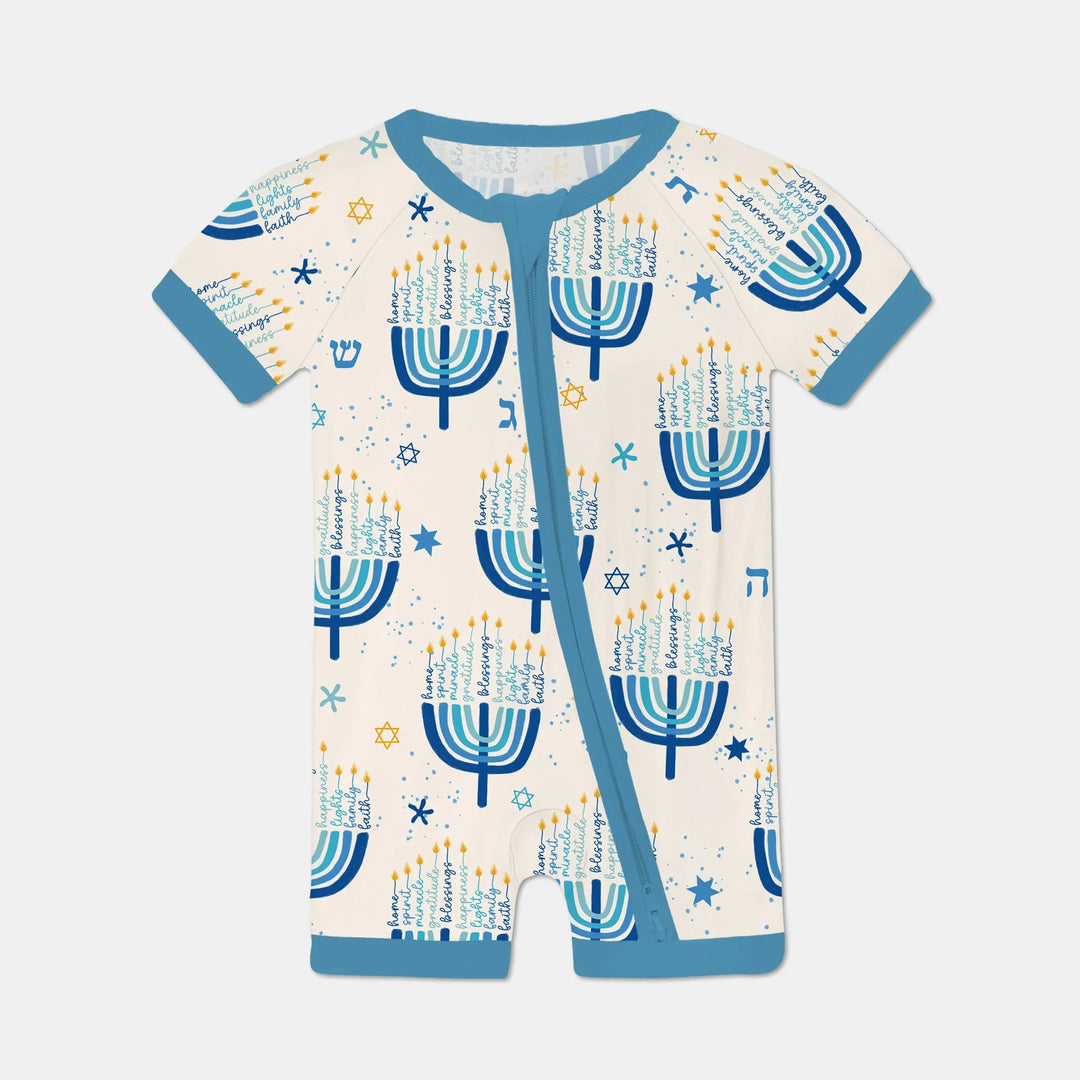 Hannukkah Menorah Family Matching Shorty Zippy , Hannukkah Menorah Family Matching Shorty Zippy - 0-3M / Girl
