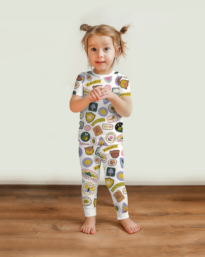 Conjunto de pijama de dos piezas de manga corta de bambú
