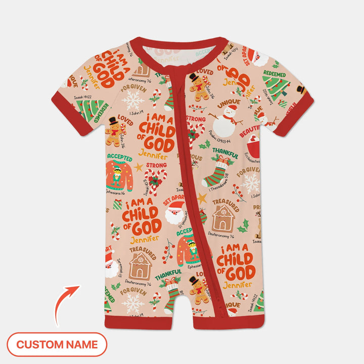 Merry Christmas I Am A Child Of God Custom Name Shorty Zippy