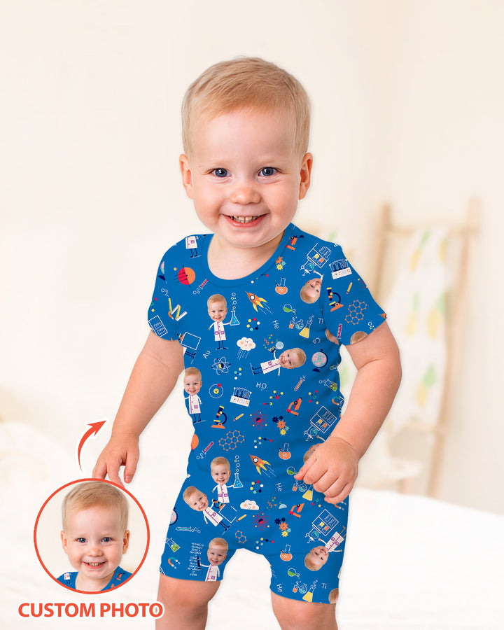 Custom Image Chemical Laboratory Bamboo Two Piece Short Sleeve Shorts Pajama Set