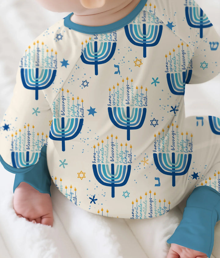 Hannukkah Menorah Family Matching Convertible Zippy , Hannukkah Menorah Family Matching Convertible Zippy - 0-3M / Girl