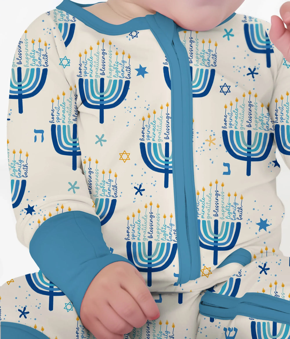 Hannukkah Menorah Family Matching Convertible Zippy , Hannukkah Menorah Family Matching Convertible Zippy - 0-3M / Girl