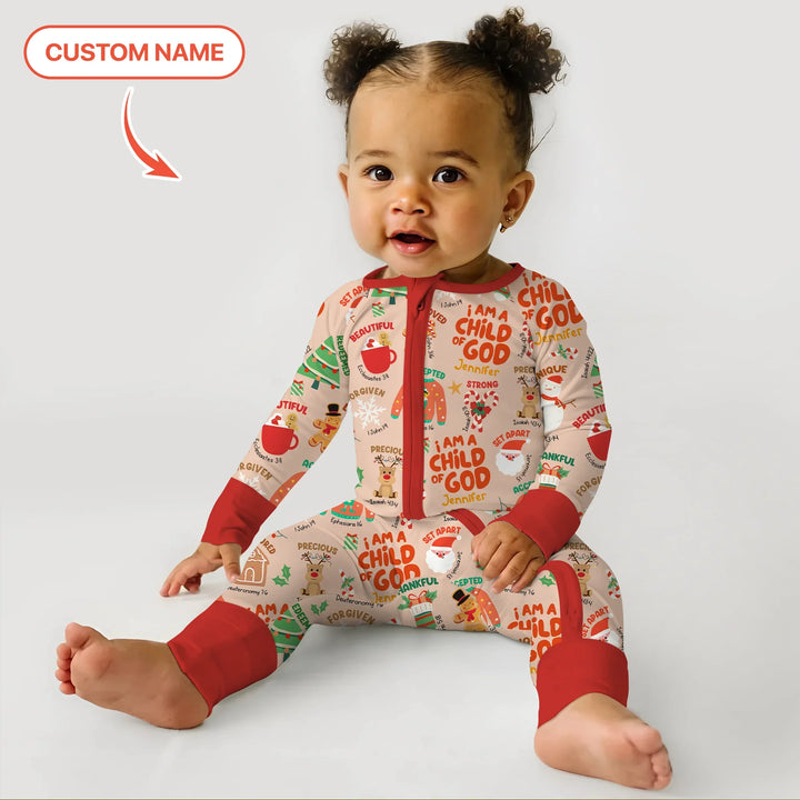 Merry Christmas I Am A Child Of God Custom Name Convertible Zippy