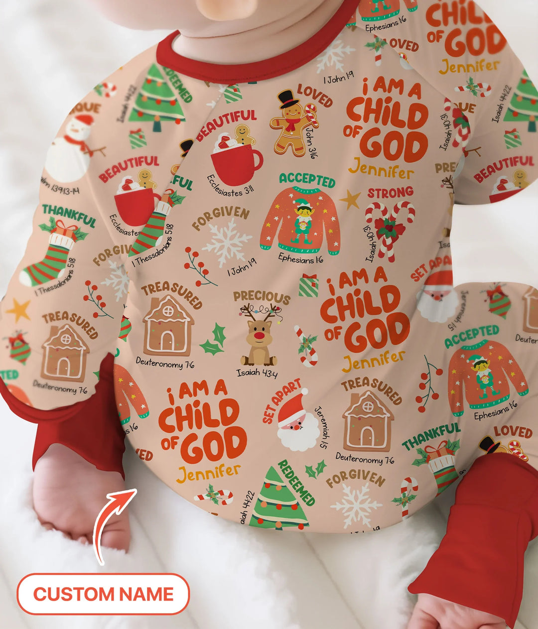 Merry Christmas I Am A Child Of God Custom Name Convertible Zippy