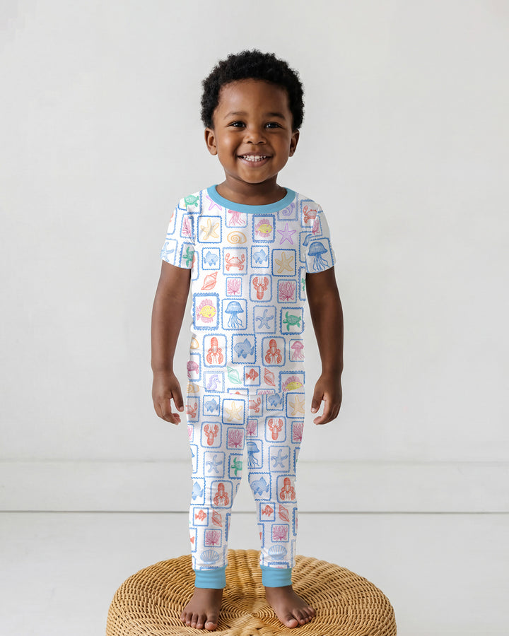 Coastal Treasures Family Matching Bamboo Two Piece Short Sleeve Pajama Set