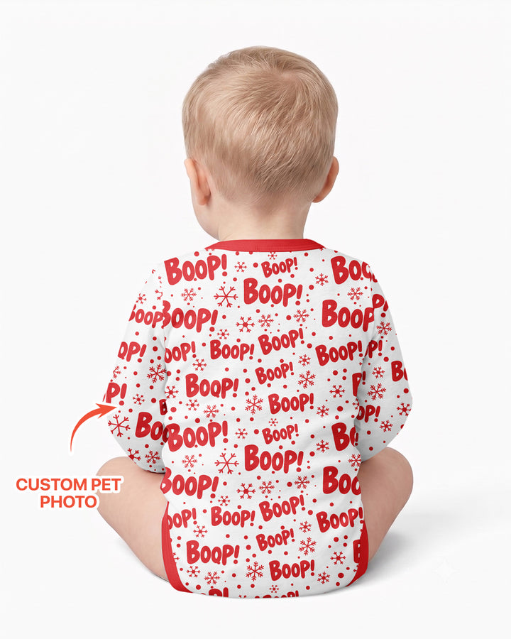 Custom Pet Photo Funny Christmas Boop Bamboo Bodysuit