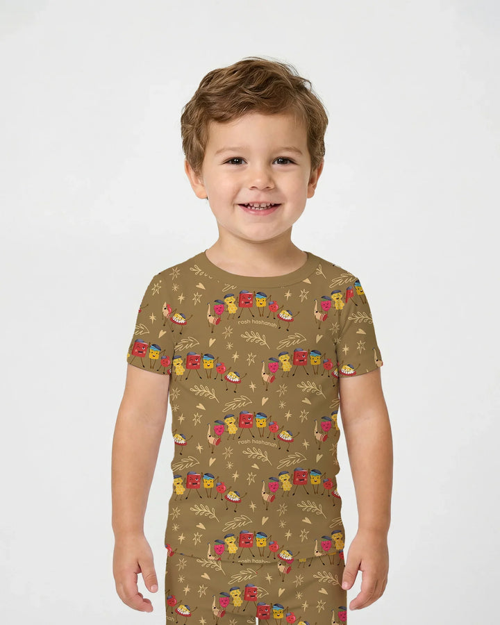 Conjunto de pijama de dos piezas de manga corta de bambú