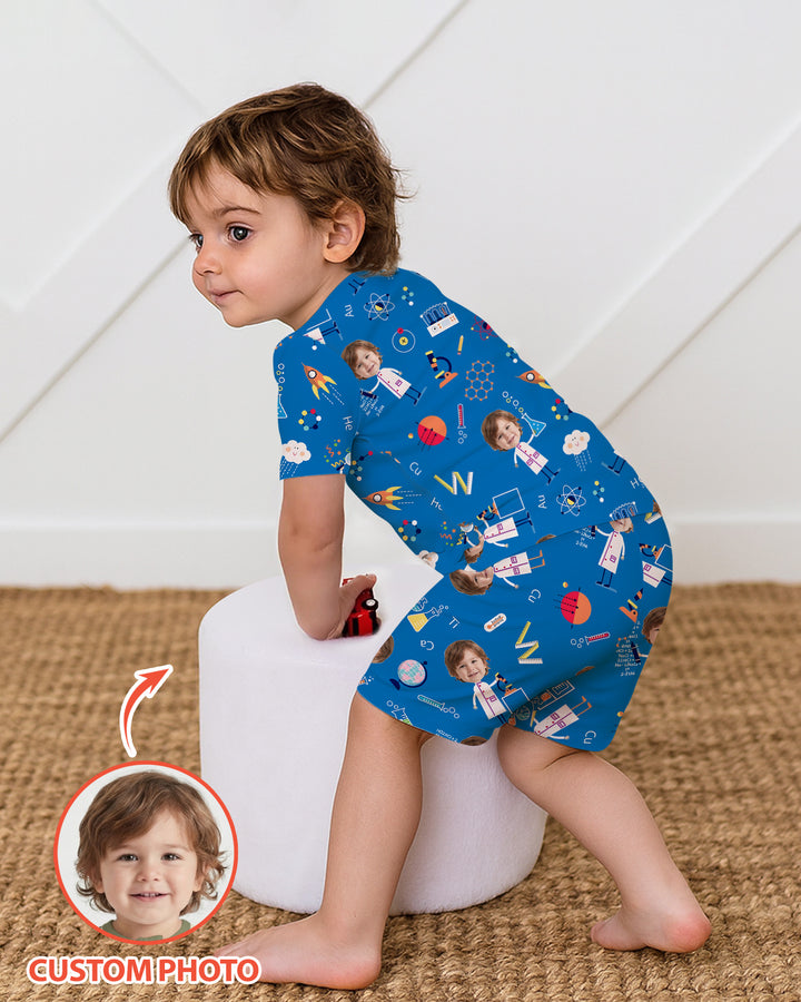 Custom Image Chemical Laboratory Bamboo Two Piece Short Sleeve Shorts Pajama Set