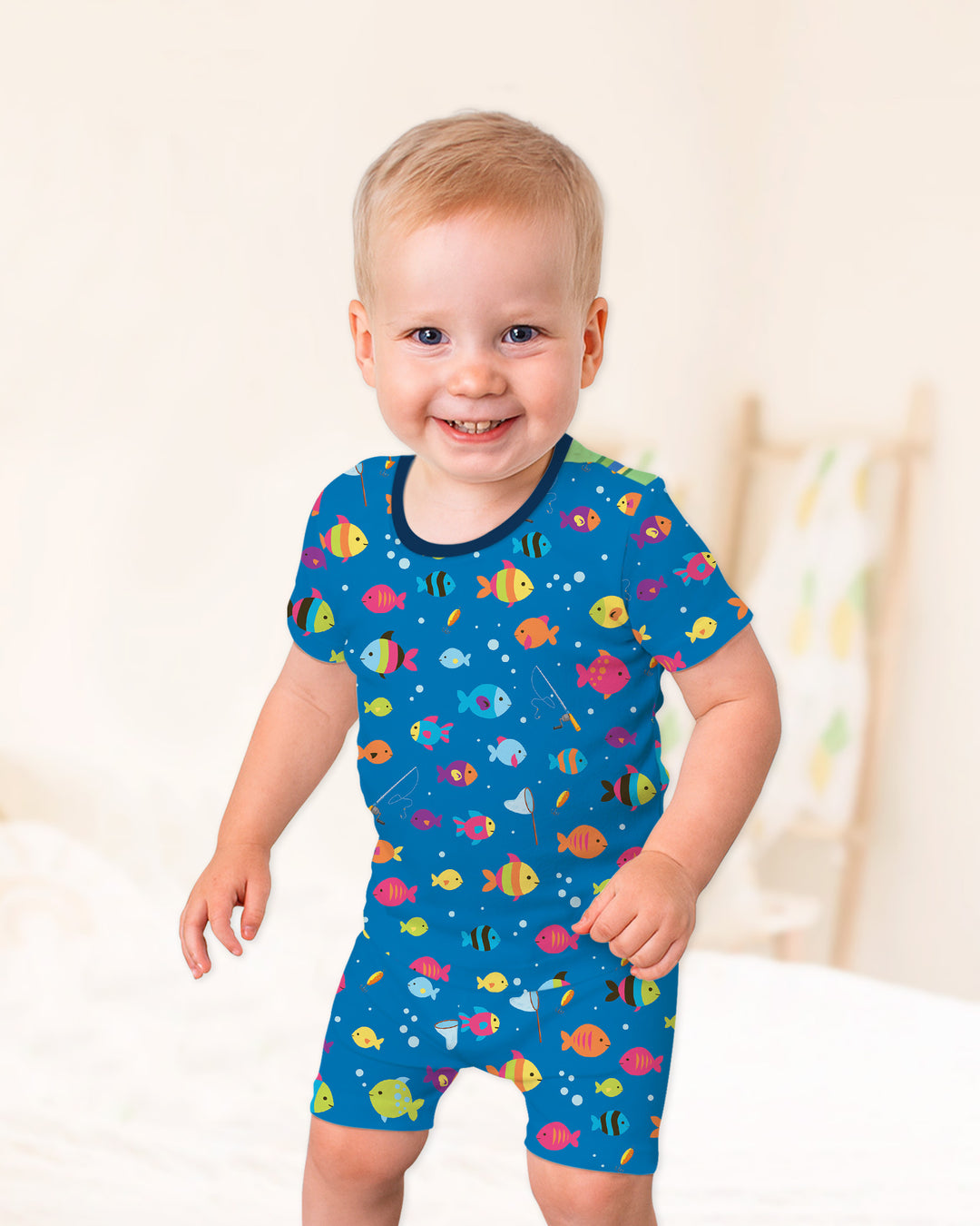 Conjunto de Pijama de Dos Piezas de Bambú con Mangas Cortas y Pantalones Cortos
