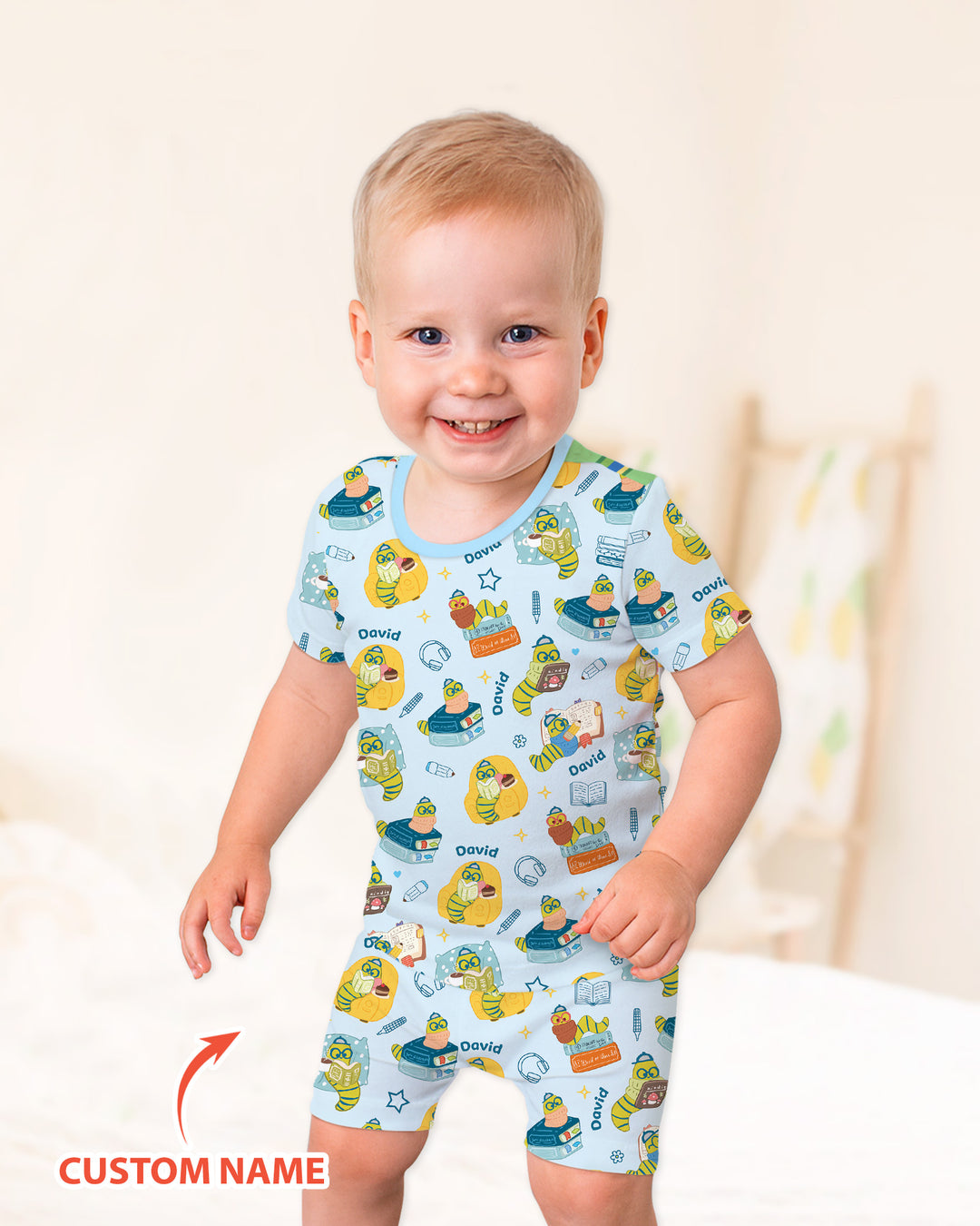 Little Book Worm Family Matching Bamboo Two Piece Short Sleeve Shorts Pajama Set