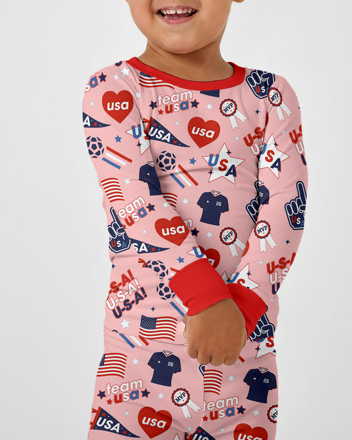 Zweiteiliges Langarm-Pyjama-Set mit Sommerfrüchten