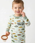 Embroidered Fishing Dad And Me Matching Bamboo Two Piece Long Sleeve Pajama Set