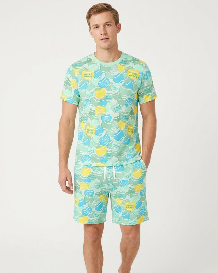 Tennis Candy Family Matching Bamboo Men Short Sleeve Short Pajama Set