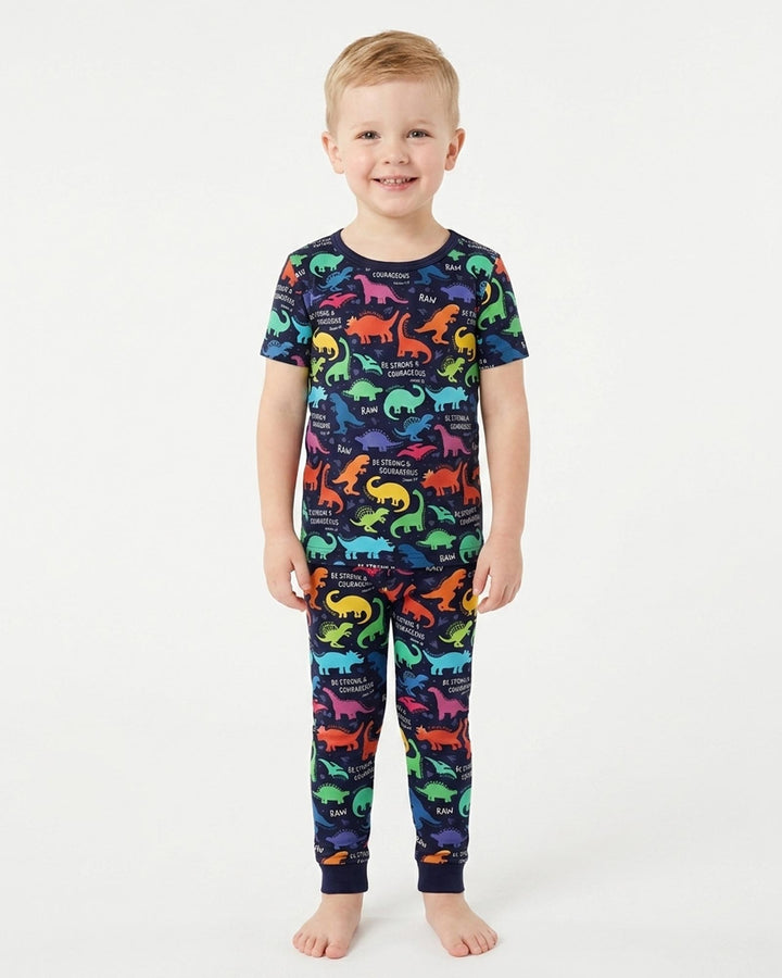 Conjunto de pijama de dos piezas de bambú de manga corta, plantilla personalizada