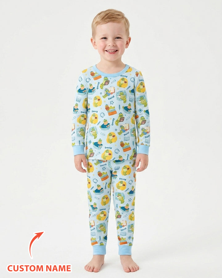 Little Book Worm Family Matching Bamboo Two Piece Long Sleeve Pajama Set