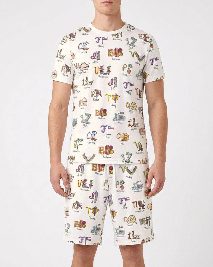 Texas Alphabet Bamboo Men Short Sleeve Short Pajama Set
