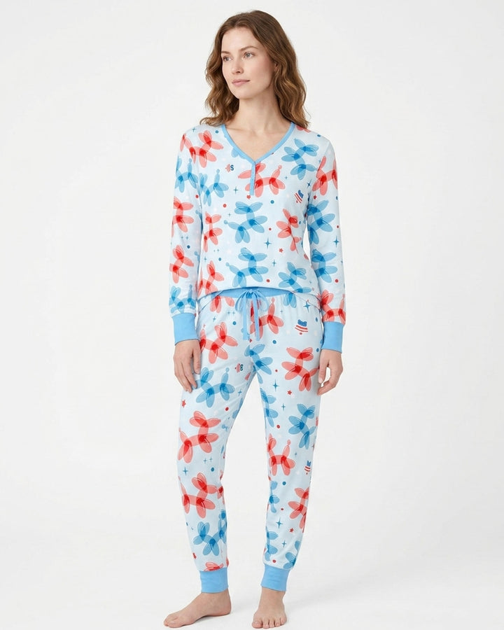 American Balloon Dog Party Bamboo Women Pajama Set