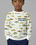 Sudadera con cuello redondo de bambú a juego bordada para papá y yo de pesca