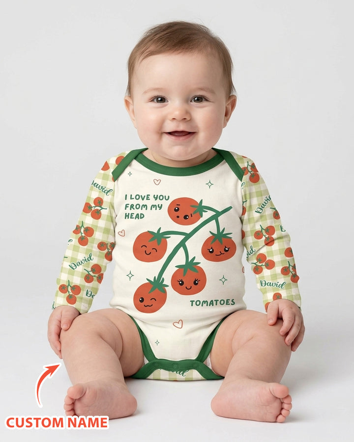I Love You From My Head Tomatoes Custom Name Bamboo Bodysuit