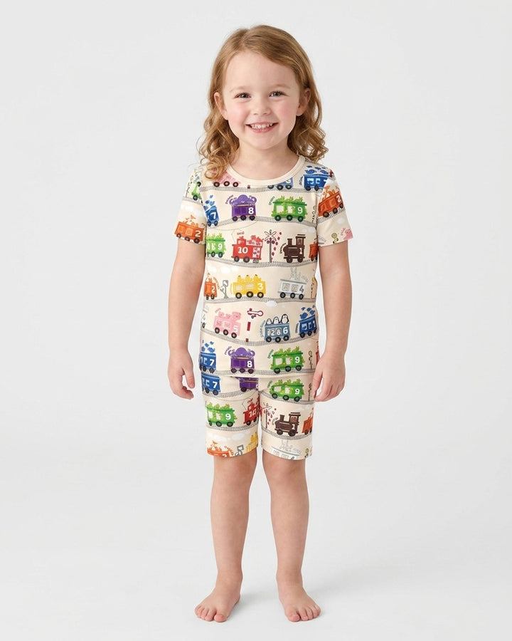 Color Train Bamboo Two Piece Short Sleeve Shorts Pajama Set