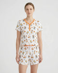Silly Goose Playing Basketball Bamboo Women Short Sleeve Short Pajama Set
