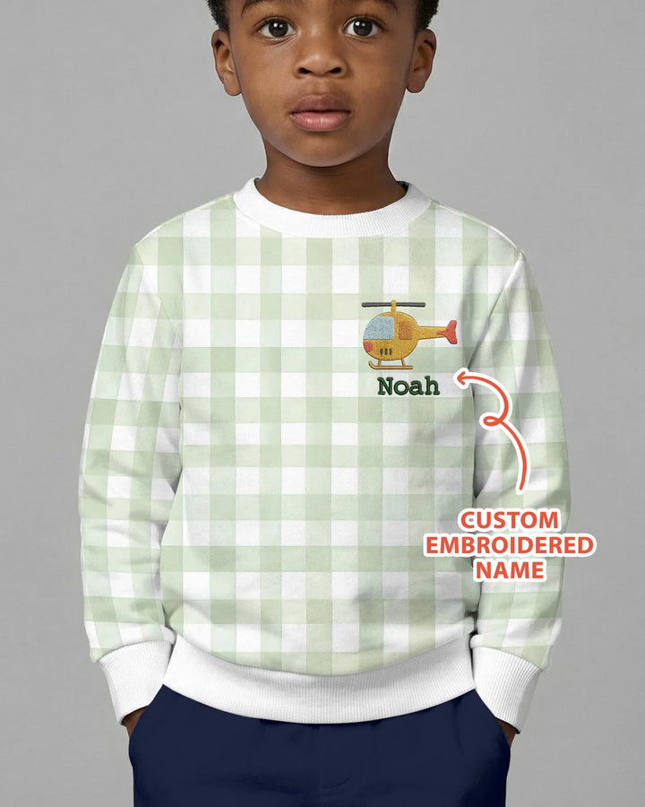 Personalized Embroidered Baby Boy Bamboo Crewneck Sweatshirt