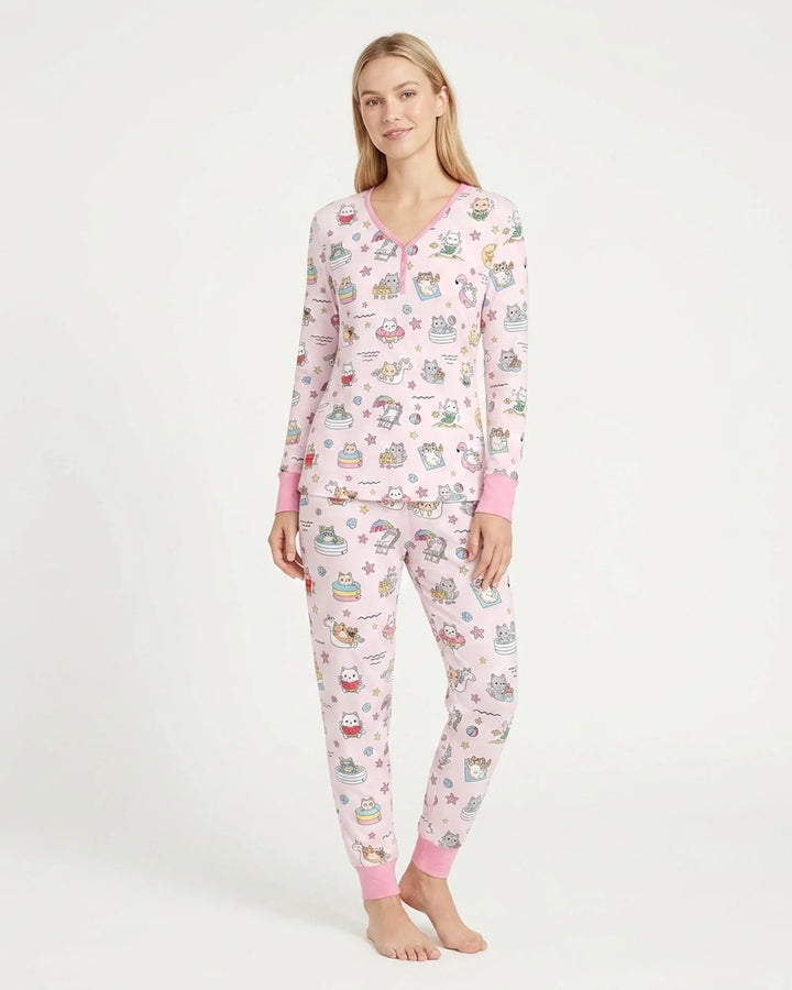 Plantilla de conjunto de pijama de mujer de bambú