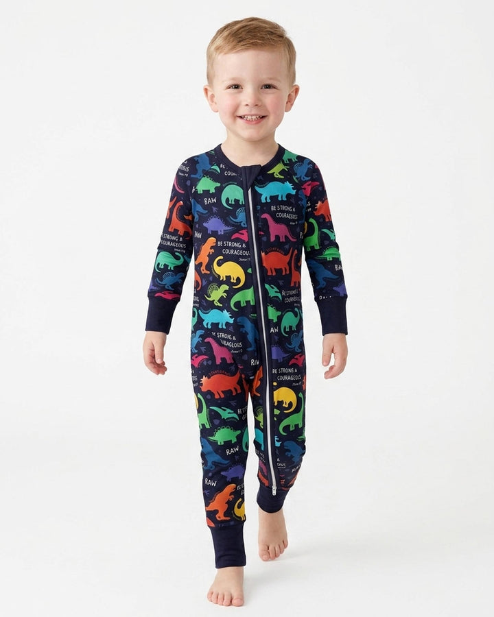 Be Strong and Courageous Dinosaur Christian Bamboo Convertible Zippy