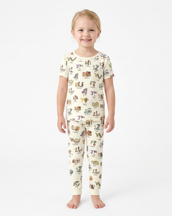 Texas Alphabet Bamboo Two Piece Short Sleeve Pajama Set