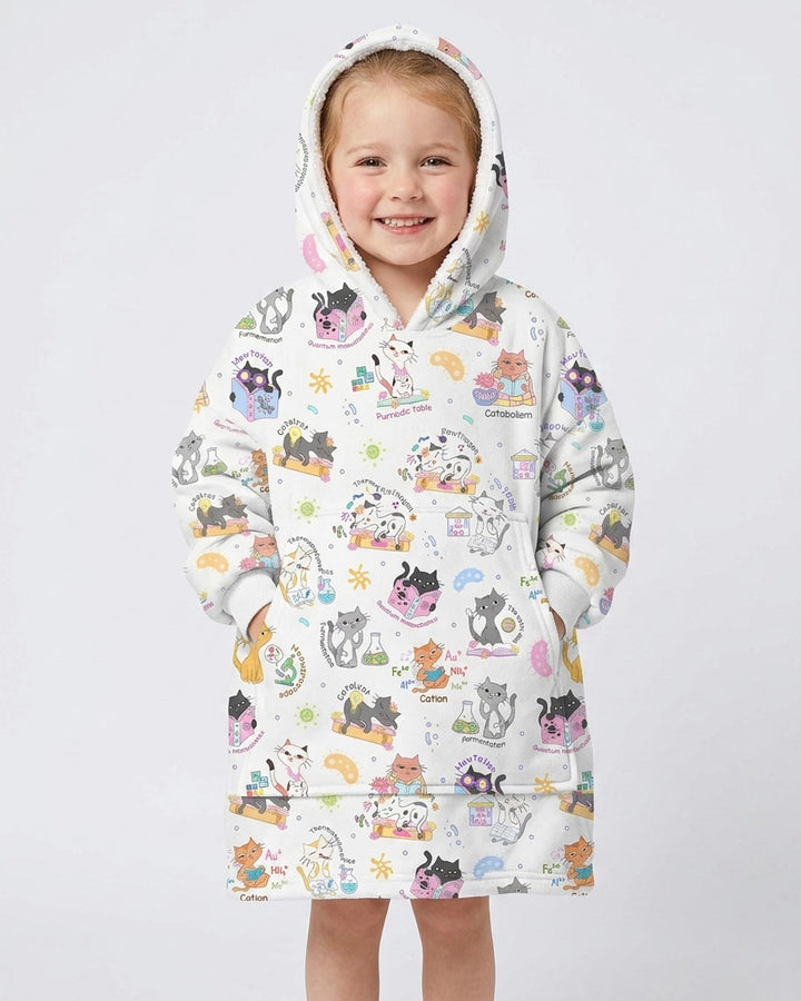 Funny Cat Love Scientist Bamboo Blanket Hoodie