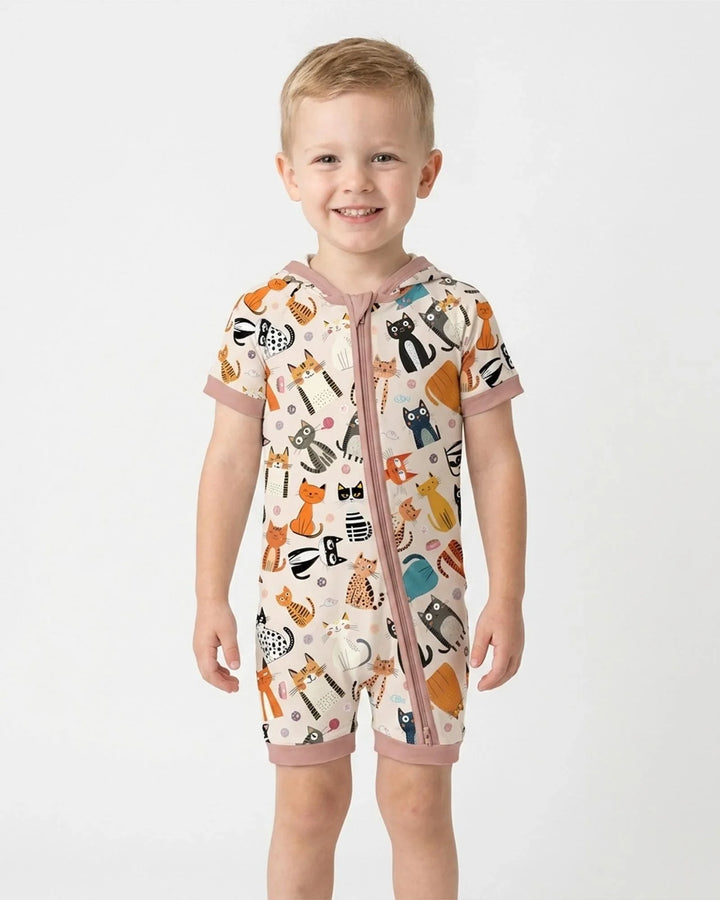 Goofy Mischief Cat Family Matching Bamboo Shorty Zippy