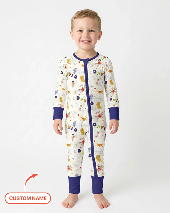 Custom Name Circus Toile Bamboo Convertible Zippy