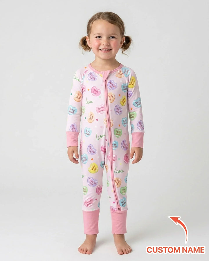 Custom Name Tennis Candy Hearts Bamboo Convertible Zippy