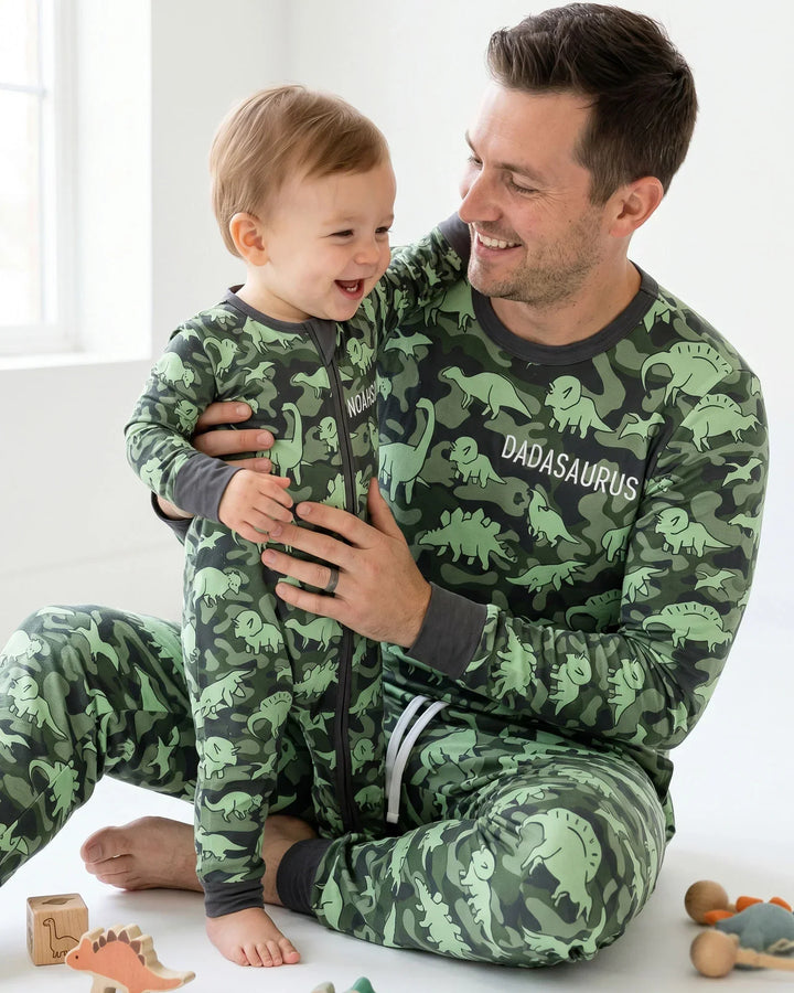 Embroidered Matching With Dadasaurus Bamboo Men's Pajama Set