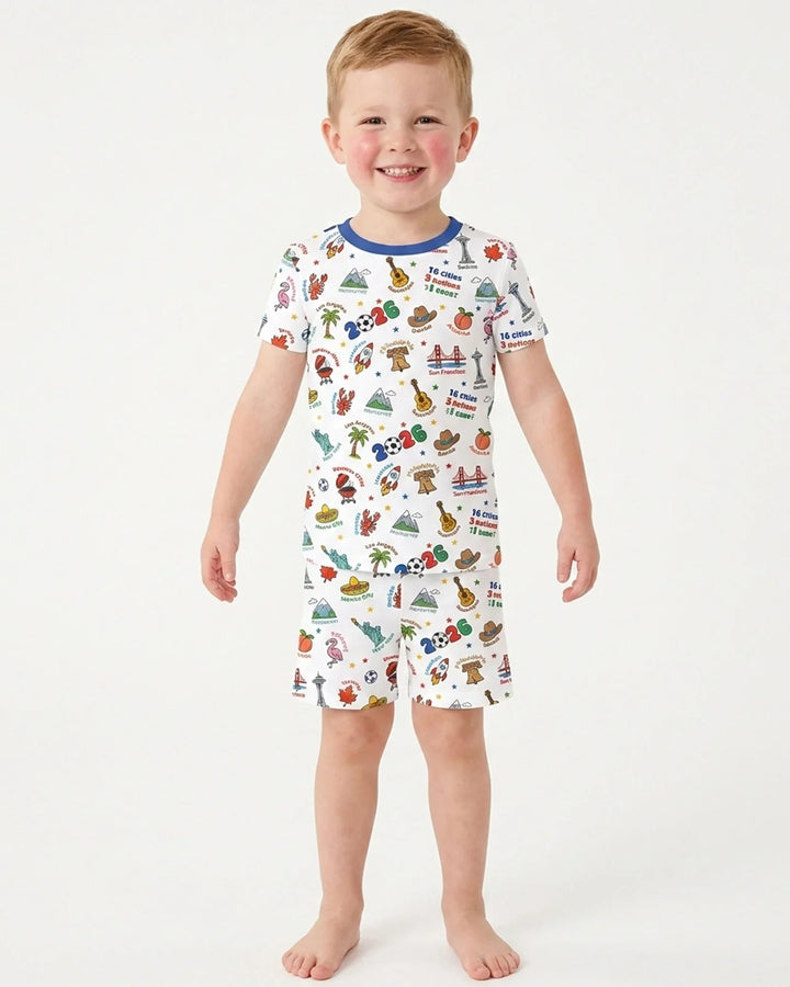 Soccer Cup Host Cities 2026 Bamboo Two Piece Short Sleeve Shorts Pajama Set