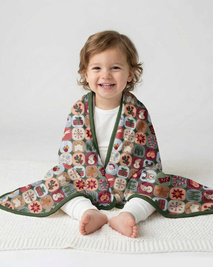 Christmas Felt Patchwork Bamboo Blanket