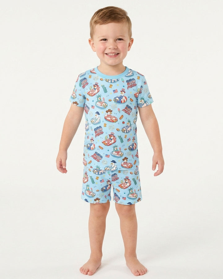 Schlafanzug-Set zweiteilig, kurze Ärmel, kurze Hose, Bambus