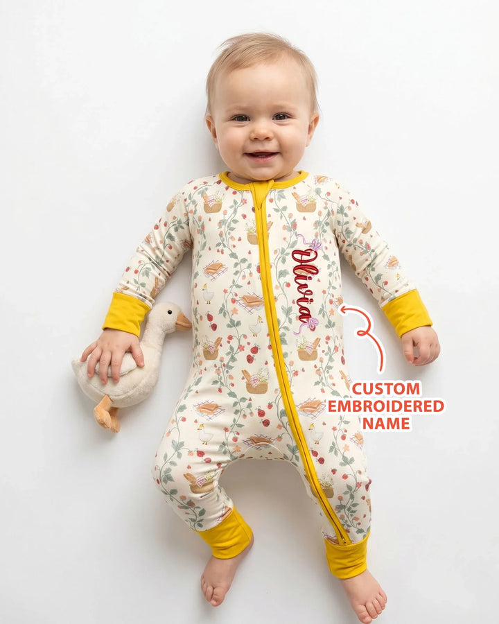 Custom Name Embroidered Picnic Time Bamboo Convertible Zippy
