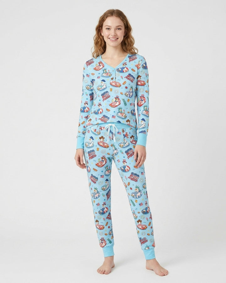 250 America Patriotic Goose Family Matching Bamboo Women Pajama Set