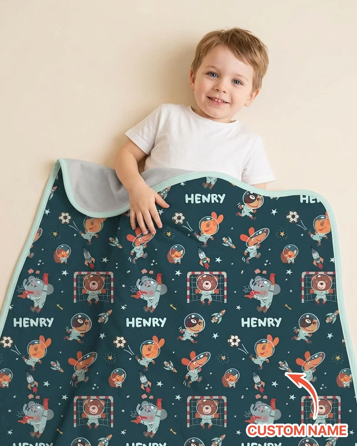 Space Soccer Bamboo Blanket