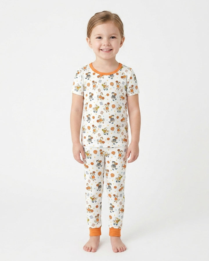 Silly Goose Playing Basketball Bamboo Two Piece Short Sleeve Pajama Set