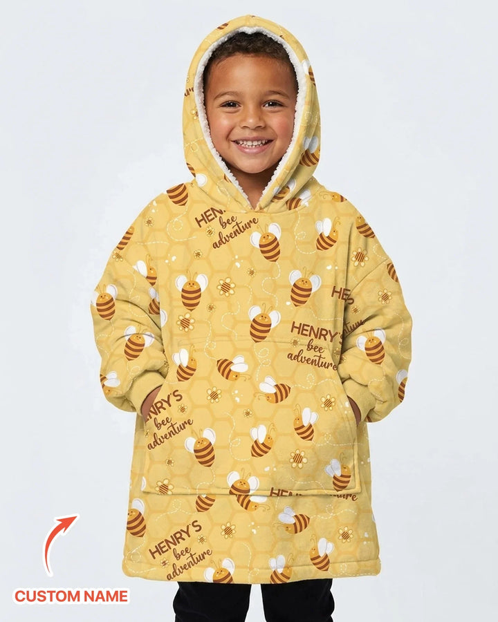 Custom Name Bee Back To School Bamboo Blanket Hoodie