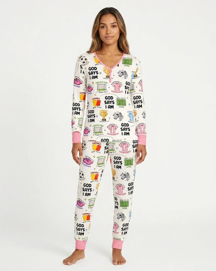 God Says I Am Soccer Bamboo Women Pajama Set
