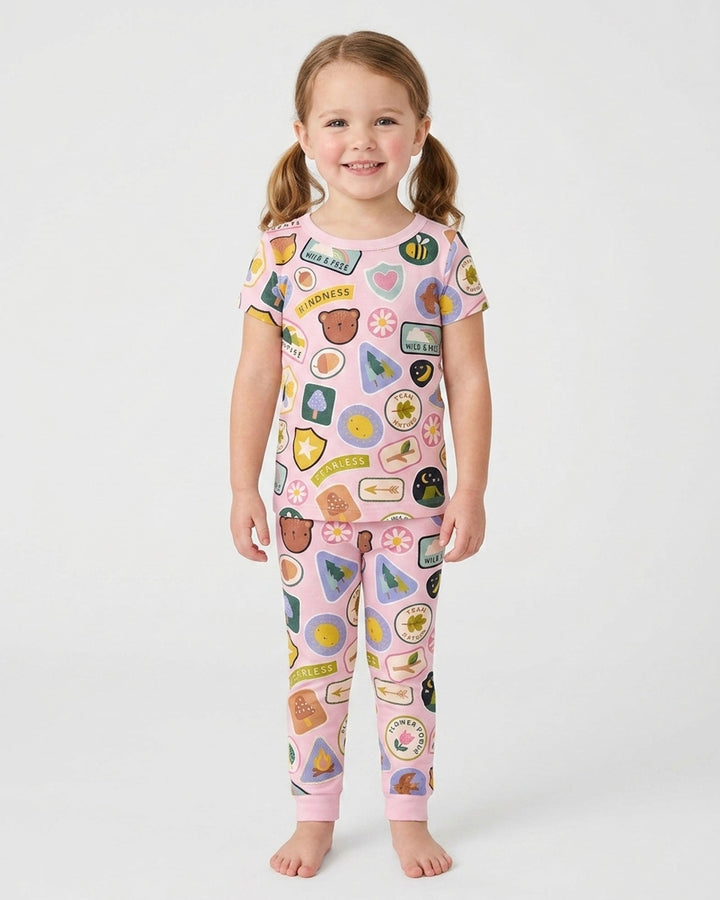 Conjunto de pijama de dos piezas de manga corta de bambú