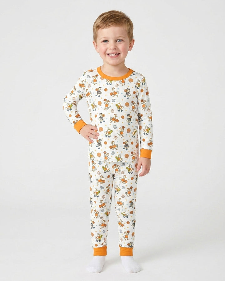 Silly Goose Playing Basketball Bamboo Two Piece Long Sleeve Pajama Set