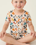 Goofy Mischief Cat Family Matching Bamboo Two Piece Short Sleeve Shorts Pajama Set