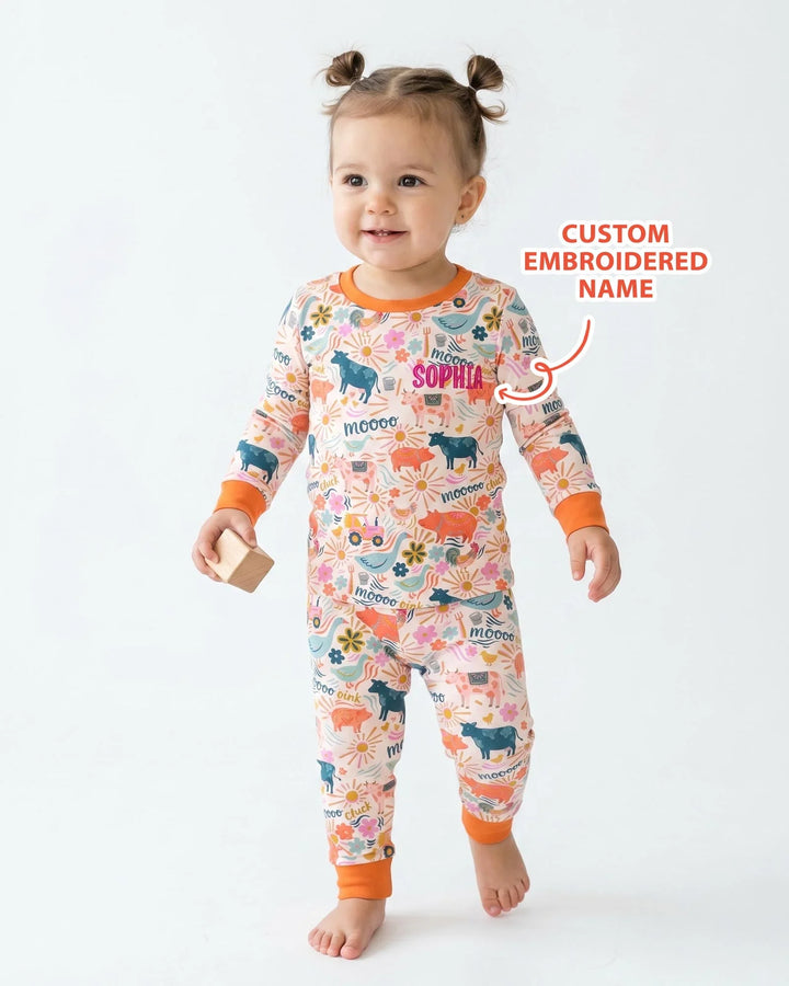 Zweiteiliges Langarm-Pyjama-Set mit Sommerfrüchten