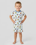 Striped Cute Mascots Soccer Cup 2026 Bamboo Two Piece Short Sleeve Shorts Pajama Set