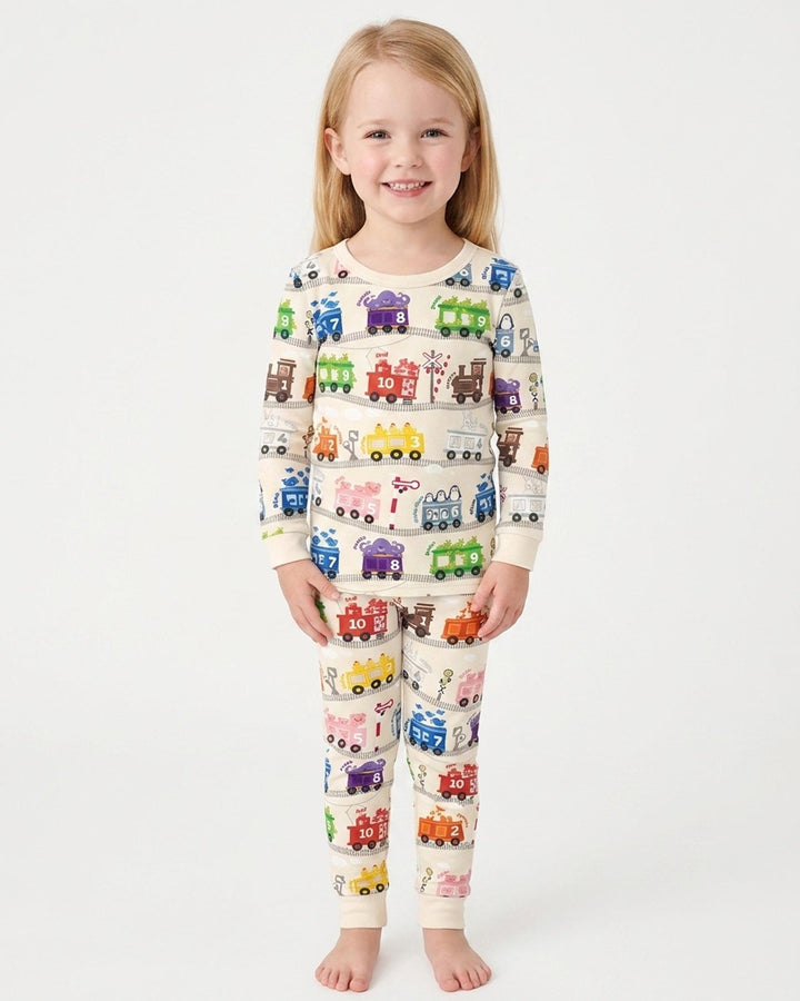 Color Train Bamboo Two Piece Long Sleeve Pajama Set